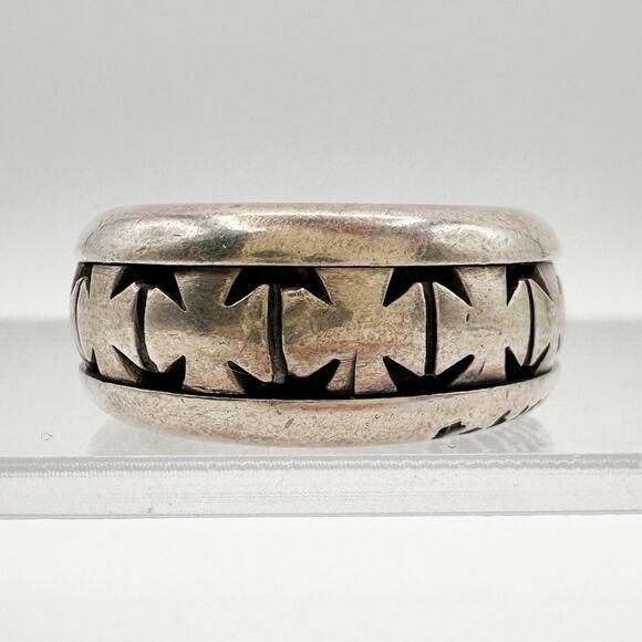 Cadillac Hammer Sterling Silver Ring 90s Grunge Biker Cross Spinner Size 11.75 - Picture 10 of 13